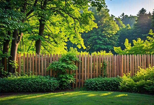 Elegant wooden fence amidst nature