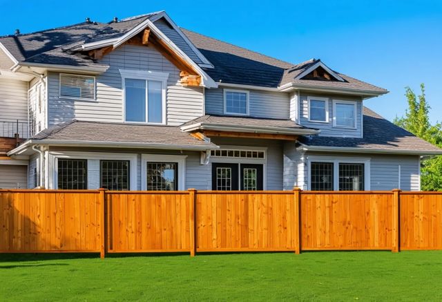 Wooden fence surrounding house