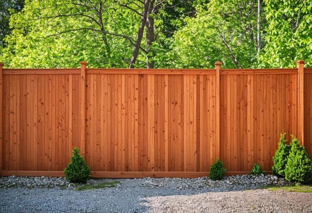 Strong red oak fences outdoors