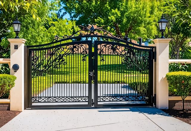 Elegant metal wood gate