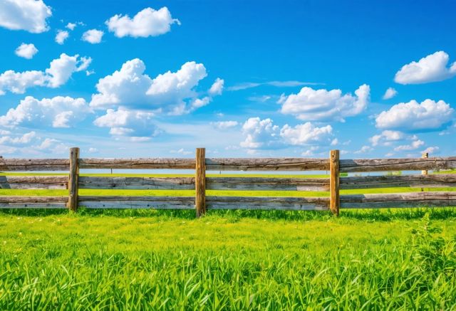 Wooden fence under blue sky